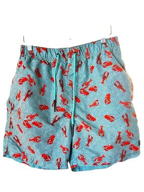 Men's VIZIO Light Blue Swim Trunks with Red Lobster Print